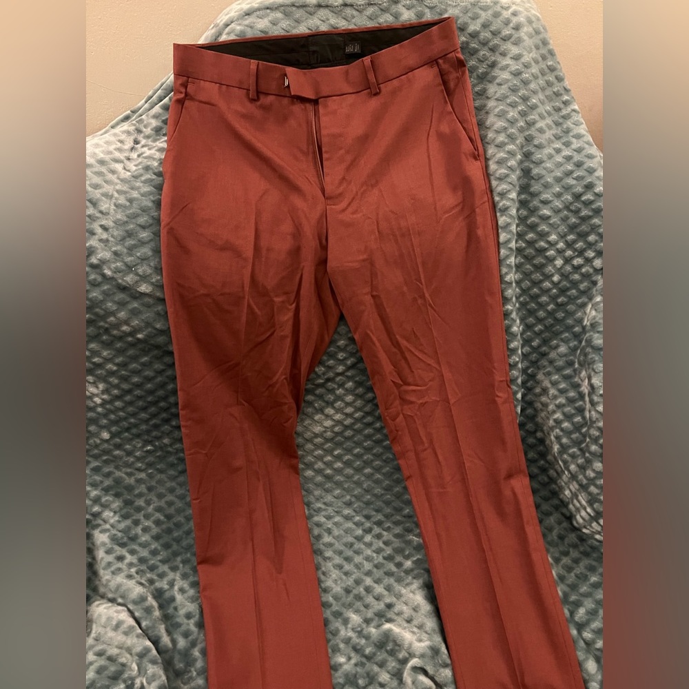 ASOS skinny fit slacks size 32x32. Color is like lighter brick. Hard to describe